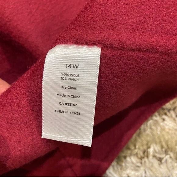 Talbots Plus Jacket 14W Double Face Flannel Wool Blend Maroon - Picture 9 of 11